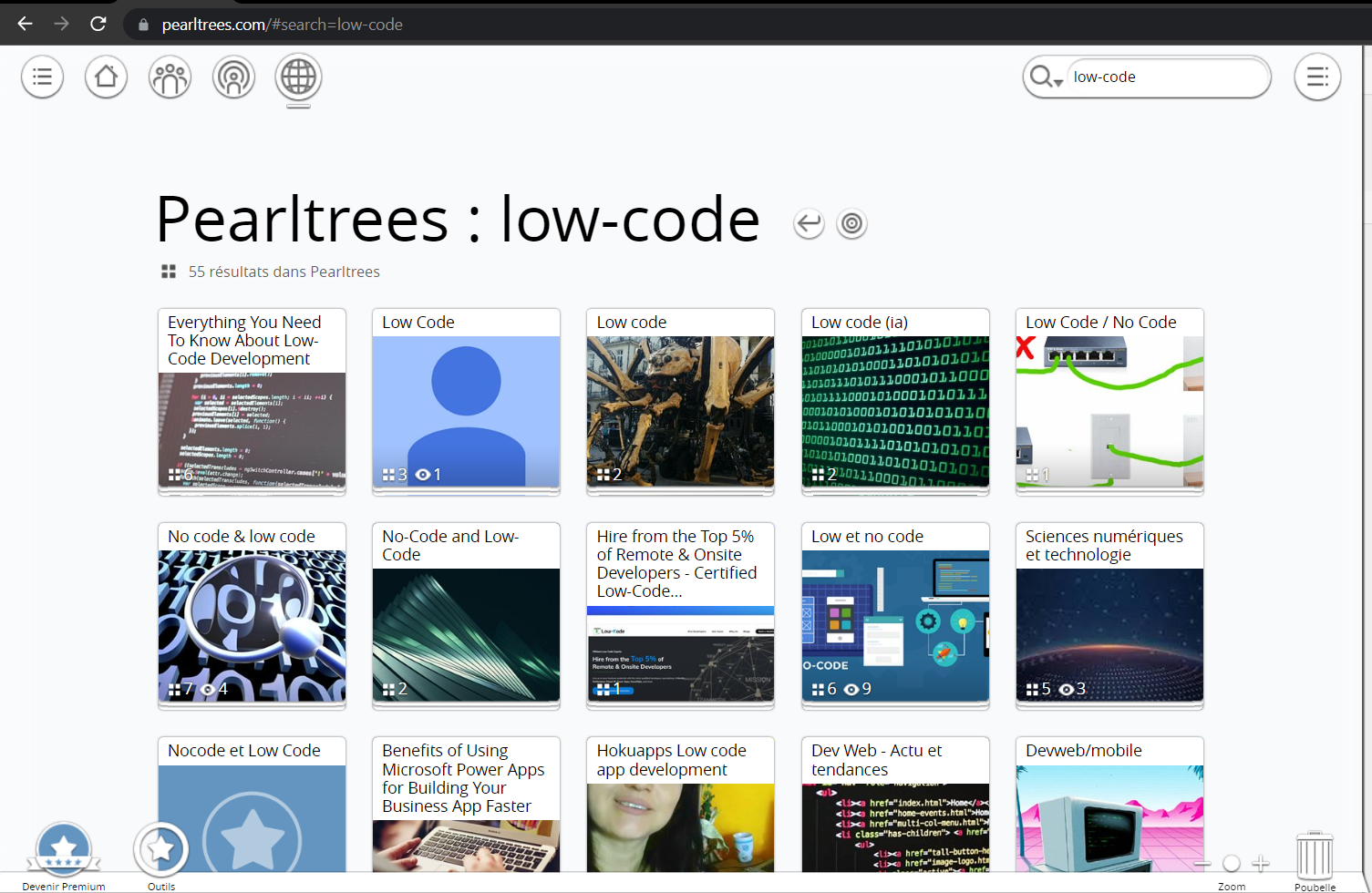 Illustration d'une recherche dans Pearltrees